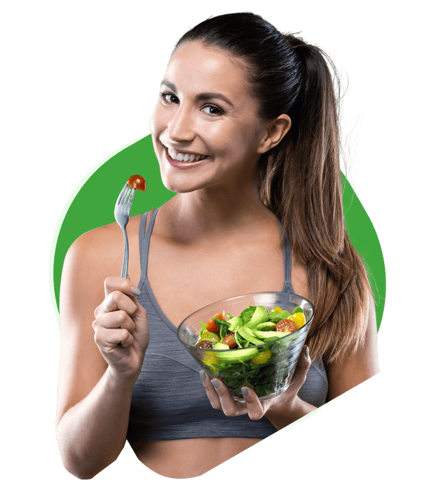 Woman eating salad